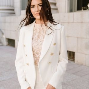 Rachel Parcell White Fitted Blazer W/ Gold Buttons